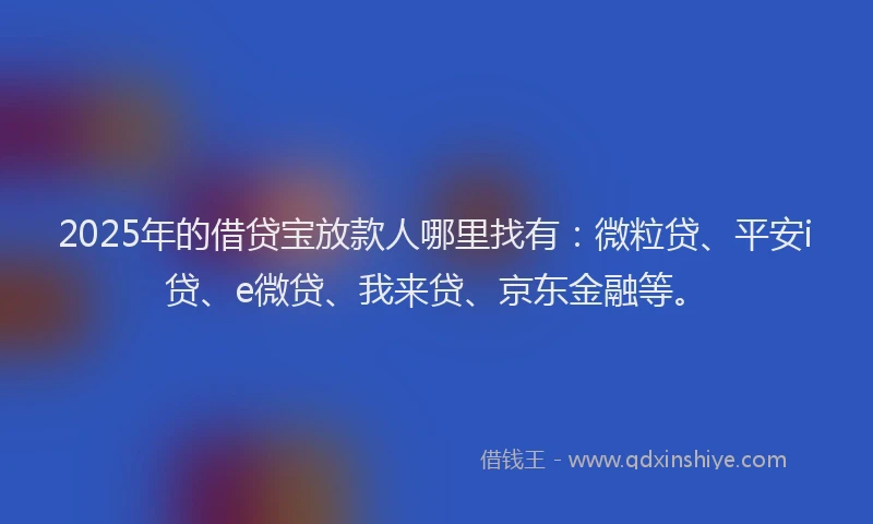 2025年的借贷宝放款人哪里找有：微粒贷、平安i贷、e微贷、我来贷、京东金融等。