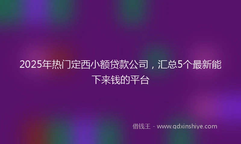 2025年热门定西小额贷款公司，汇总5个最新能下来钱的平台