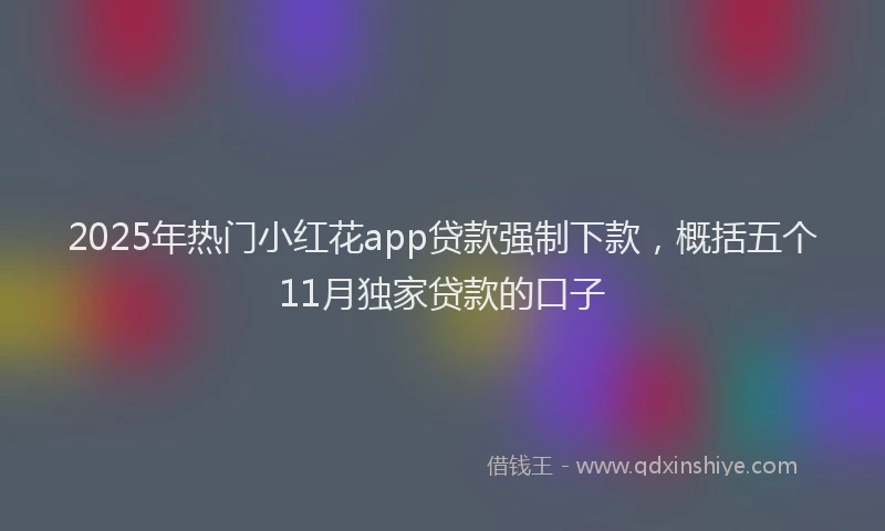 2025年热门小红花app贷款强制下款，概括五个11月独家贷款的口子