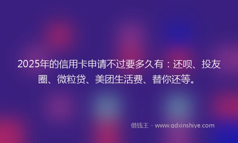 2025年的信用卡申请不过要多久有：还呗、投友圈、微粒贷、美团生活费、替你还等。