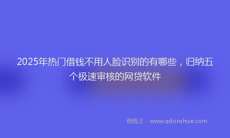 2025年热门借钱不用人脸识别的有哪些，归纳五个极速审核的网贷软件