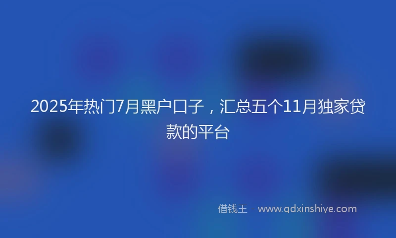 2025年热门7月黑户口子，汇总五个11月独家贷款的平台