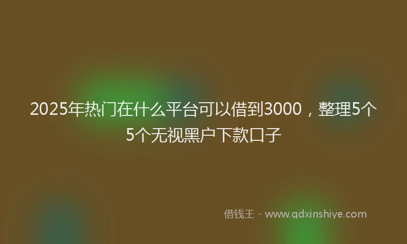 2025年热门在什么平台可以借到3000，整理5个5个无视黑户下款口子
