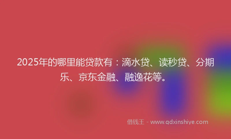 2025年的哪里能贷款有：滴水贷、读秒贷、分期乐、京东金融、融逸花等。