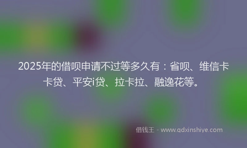 2025年的借呗申请不过等多久有：省呗、维信卡卡贷、平安i贷、拉卡拉、融逸花等。