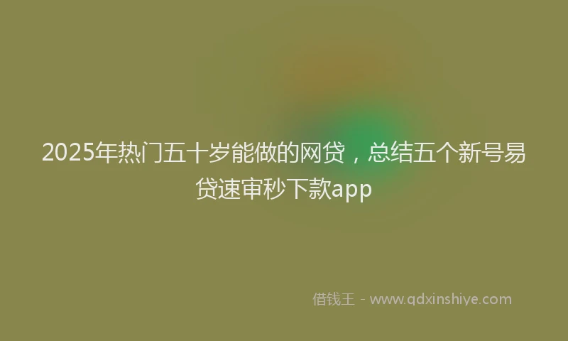 2025年热门五十岁能做的网贷，总结五个新号易贷速审秒下款app