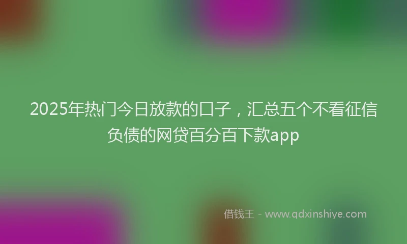 2025年热门今日放款的口子，汇总五个不看征信负债的网贷百分百下款app