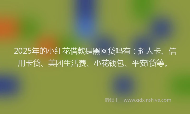 2025年的小红花借款是黑网贷吗有：超人卡、信用卡贷、美团生活费、小花钱包、平安i贷等。