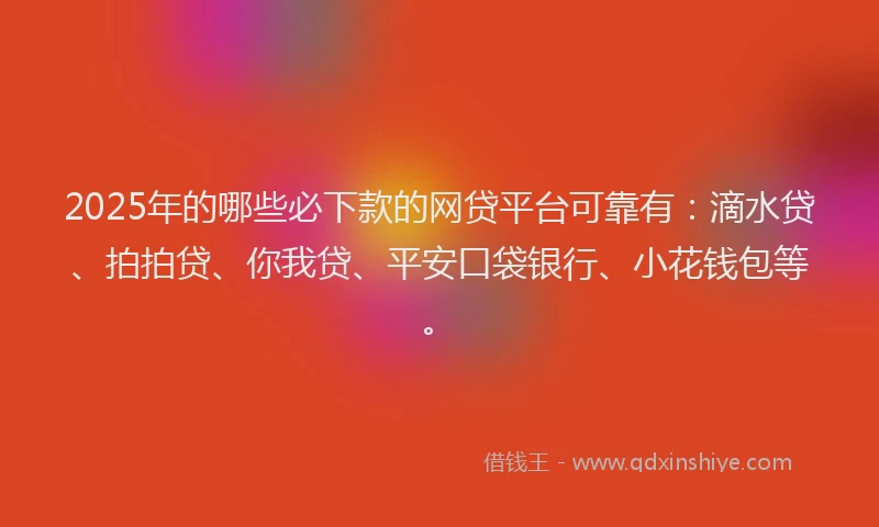 2025年的哪些必下款的网贷平台可靠有：滴水贷、拍拍贷、你我贷、平安口袋银行、小花钱包等。