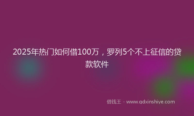 2025年热门如何借100万，罗列5个不上征信的贷款软件