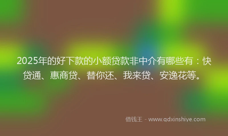 2025年的好下款的小额贷款非中介有哪些有：快贷通、惠商贷、替你还、我来贷、安逸花等。