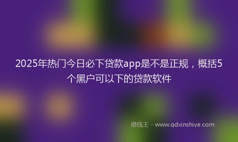 2025年热门今日必下贷款app是不是正规，概括5个黑户可以下的贷款软件