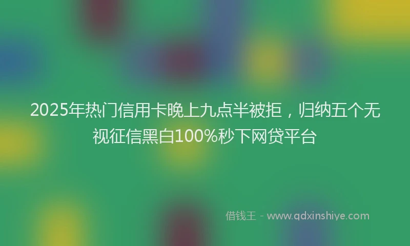 2025年热门信用卡晚上九点半被拒，归纳五个无视征信黑白100%秒下网贷平台