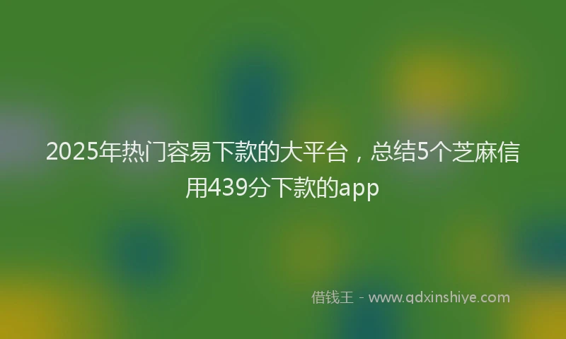 2025年热门容易下款的大平台，总结5个芝麻信用439分下款的app