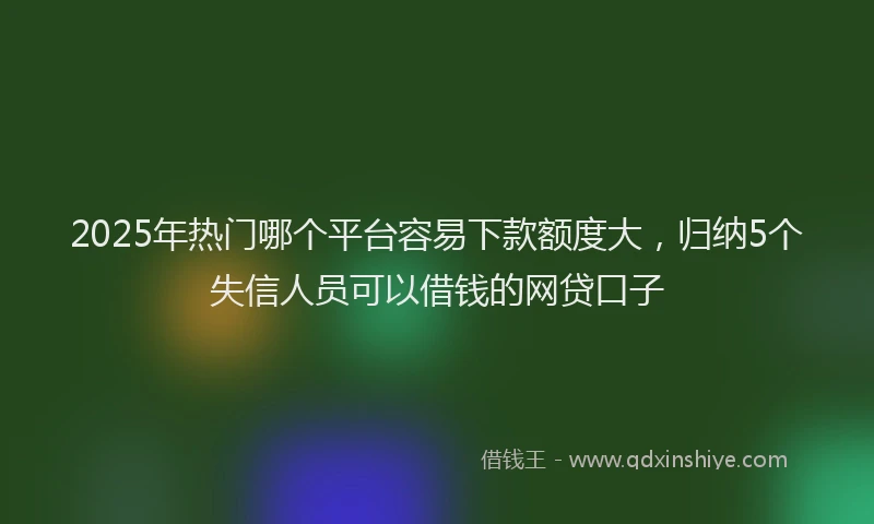 2025年热门哪个平台容易下款额度大，归纳5个失信人员可以借钱的网贷口子