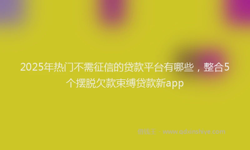 2025年热门不需征信的贷款平台有哪些，整合5个摆脱欠款束缚贷款新app