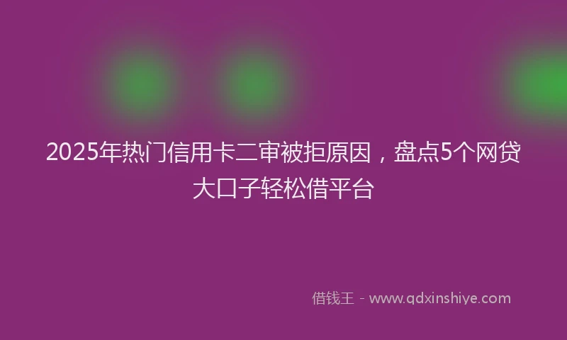 2025年热门信用卡二审被拒原因，盘点5个网贷大口子轻松借平台