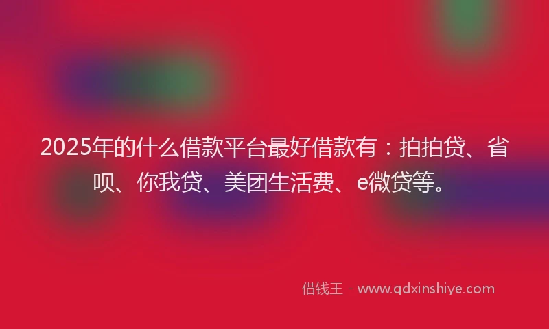 2025年的什么借款平台最好借款有：拍拍贷、省呗、你我贷、美团生活费、e微贷等。