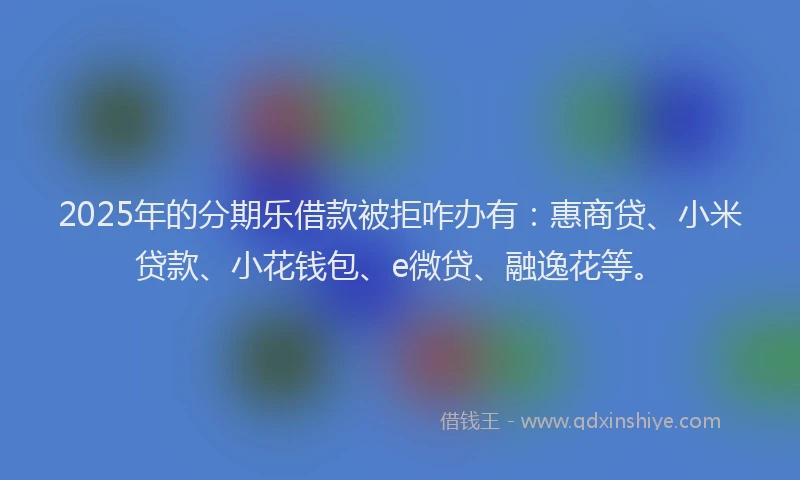 2025年的分期乐借款被拒咋办有：惠商贷、小米贷款、小花钱包、e微贷、融逸花等。