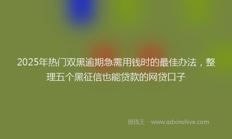 2025年热门双黑逾期急需用钱时的最佳办法，整理五个黑征信也能贷款的网贷口子
