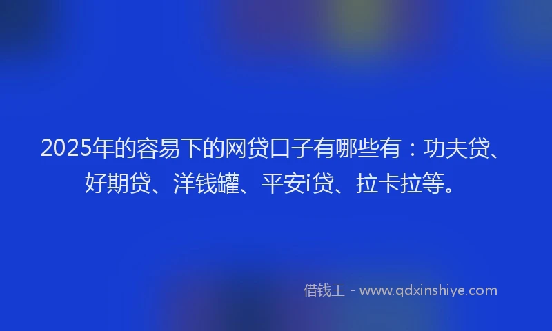 2025年的容易下的网贷口子有哪些有：功夫贷、好期贷、洋钱罐、平安i贷、拉卡拉等。