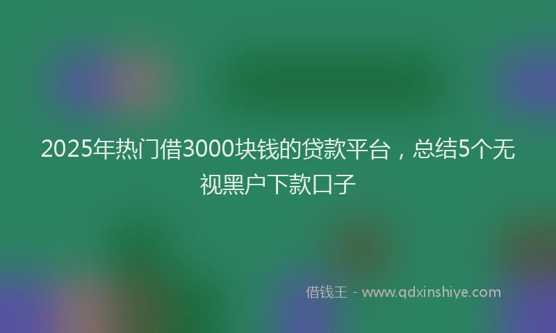 2025年热门借3000块钱的贷款平台，总结5个无视黑户下款口子