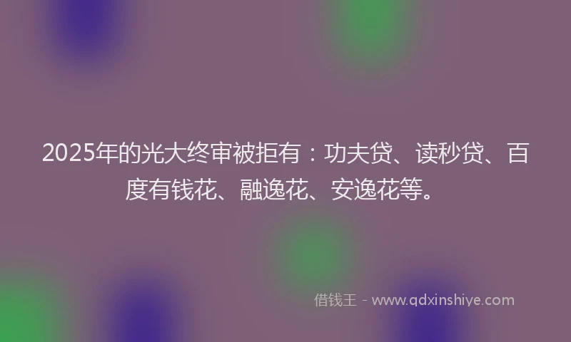2025年的光大终审被拒有：功夫贷、读秒贷、百度有钱花、融逸花、安逸花等。