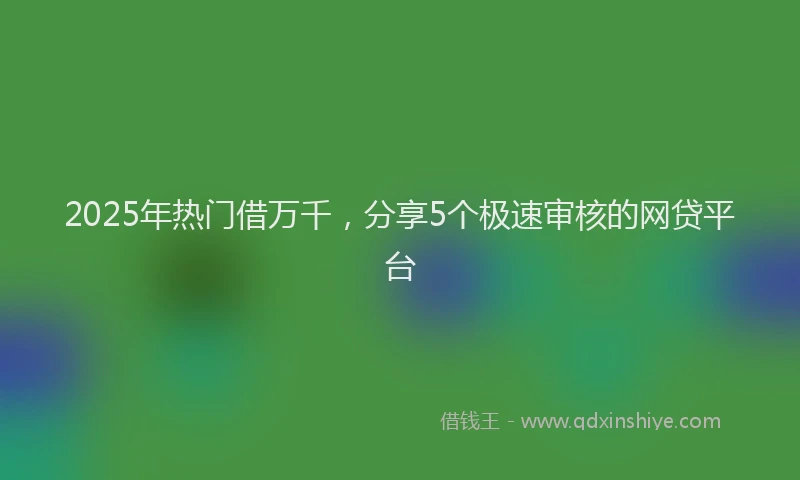 2025年热门借万千，分享5个极速审核的网贷平台