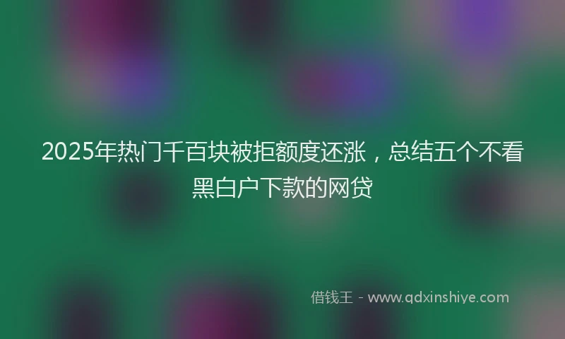 2025年热门千百块被拒额度还涨，总结五个不看黑白户下款的网贷