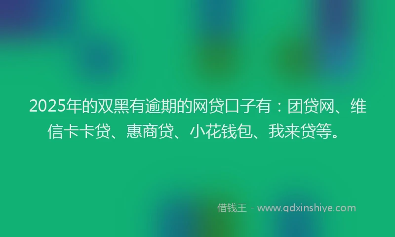 2025年的双黑有逾期的网贷口子有：团贷网、维信卡卡贷、惠商贷、小花钱包、我来贷等。