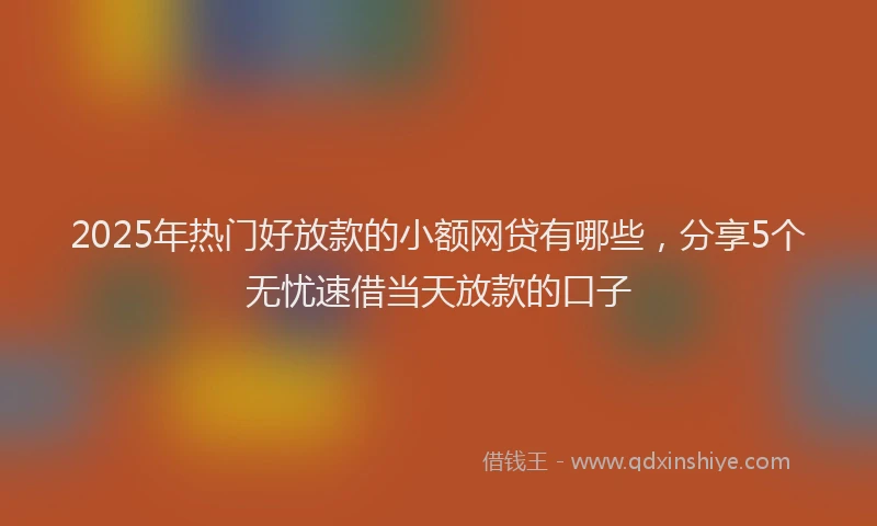 2025年热门好放款的小额网贷有哪些，分享5个无忧速借当天放款的口子