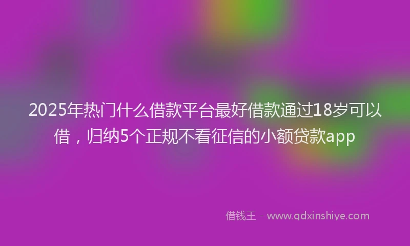 2025年热门什么借款平台最好借款通过18岁可以借，归纳5个正规不看征信的小额贷款app