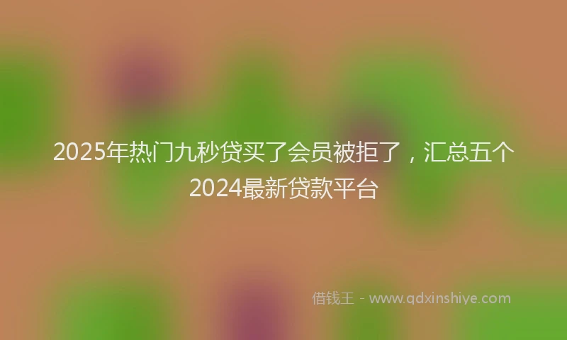 2025年热门九秒贷买了会员被拒了，汇总五个2024最新贷款平台