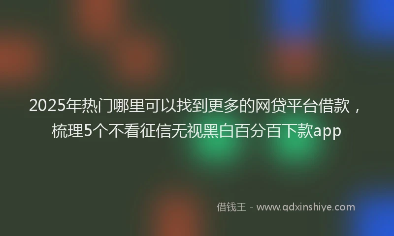2025年热门哪里可以找到更多的网贷平台借款，梳理5个不看征信无视黑白百分百下款app