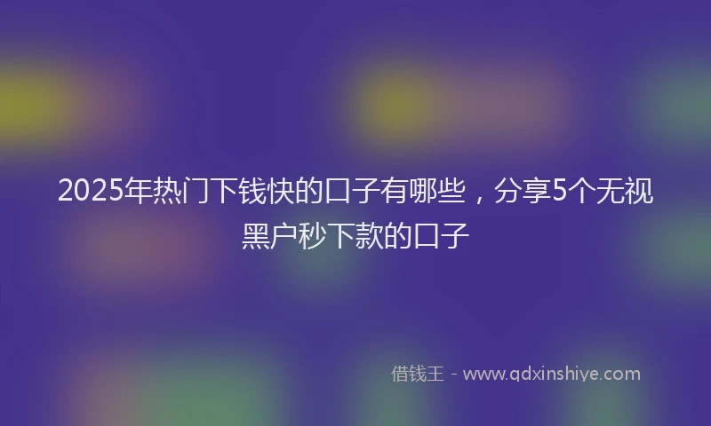 2025年热门下钱快的口子有哪些，分享5个无视黑户秒下款的口子