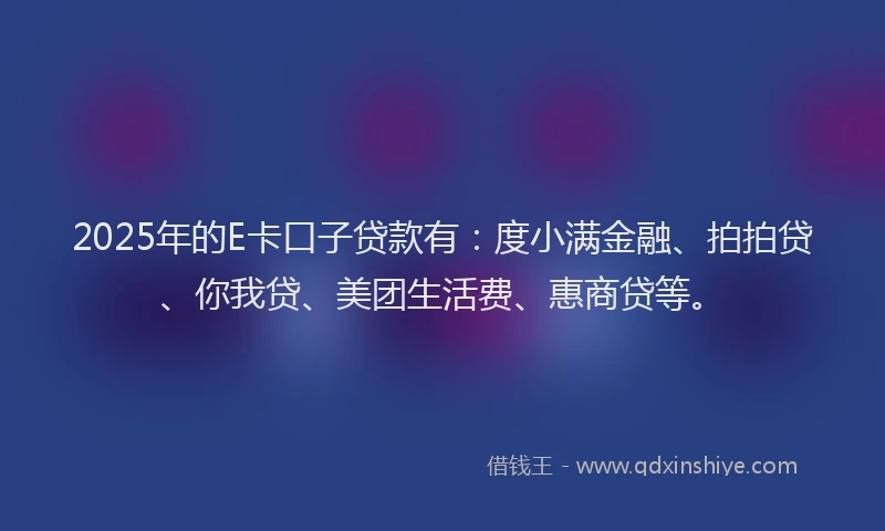 2025年的E卡口子贷款有：度小满金融、拍拍贷、你我贷、美团生活费、惠商贷等。