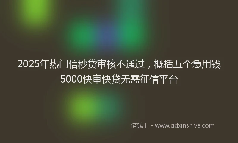 2025年热门信秒贷审核不通过，概括五个急用钱5000快审快贷无需征信平台