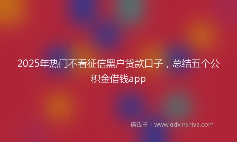 2025年热门不看征信黑户贷款口子，总结五个公积金借钱app