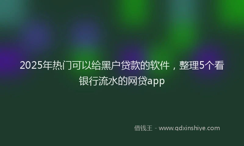 2025年热门可以给黑户贷款的软件，整理5个看银行流水的网贷app