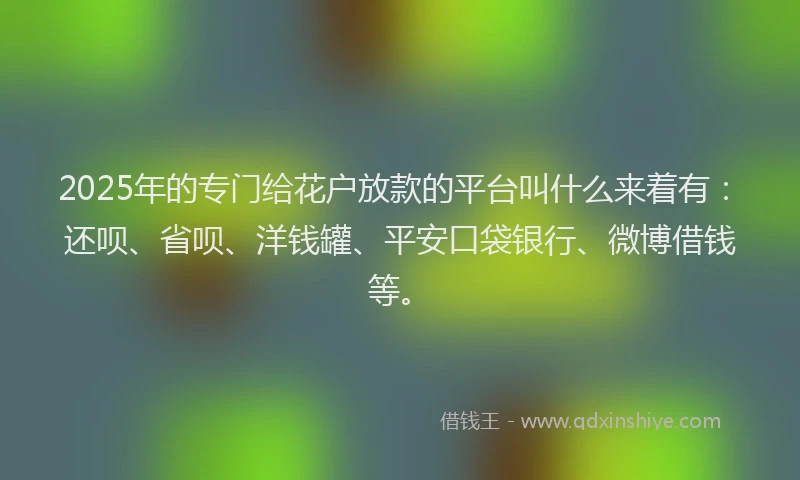 2025年的专门给花户放款的平台叫什么来着有：还呗、省呗、洋钱罐、平安口袋银行、微博借钱等。