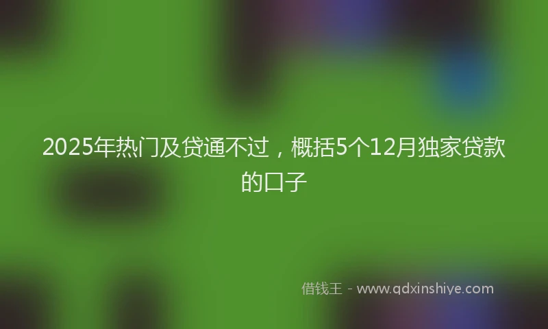 2025年热门及贷通不过，概括5个12月独家贷款的口子