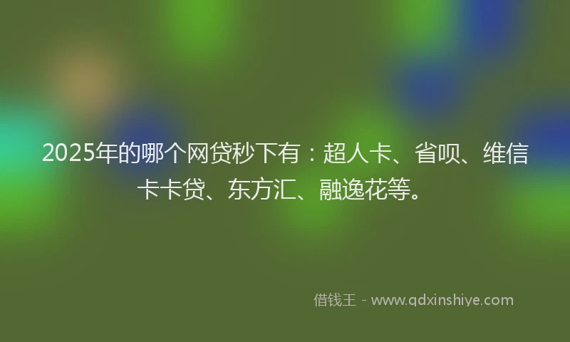 2025年的哪个网贷秒下有：超人卡、省呗、维信卡卡贷、东方汇、融逸花等。