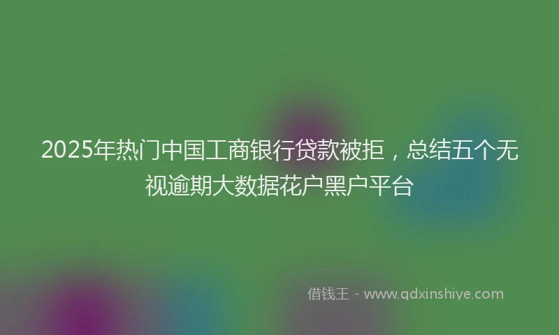 2025年热门中国工商银行贷款被拒，总结五个无视逾期大数据花户黑户平台