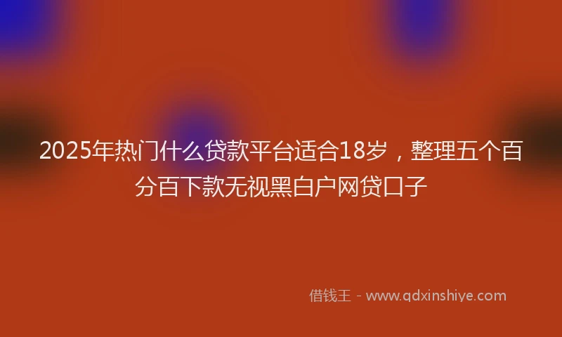 2025年热门什么贷款平台适合18岁，整理五个百分百下款无视黑白户网贷口子