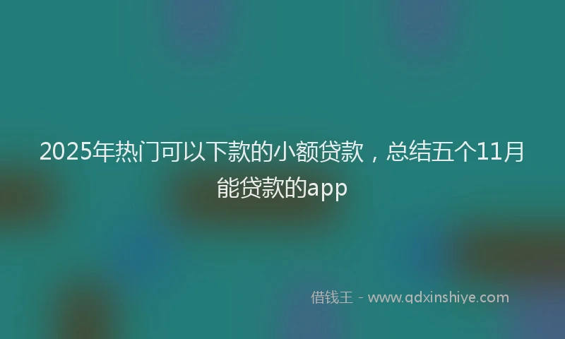 2025年热门可以下款的小额贷款，总结五个11月能贷款的app