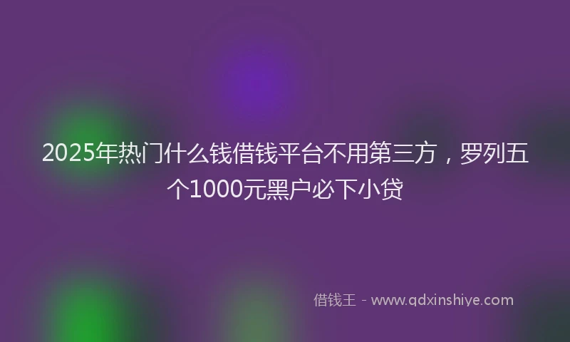 2025年热门什么钱借钱平台不用第三方，罗列五个1000元黑户必下小贷