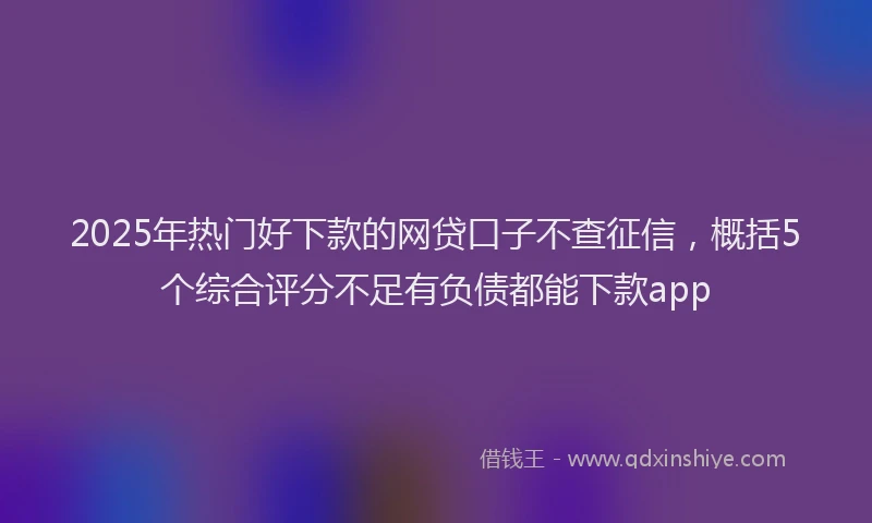 2025年热门好下款的网贷口子不查征信，概括5个综合评分不足有负债都能下款app