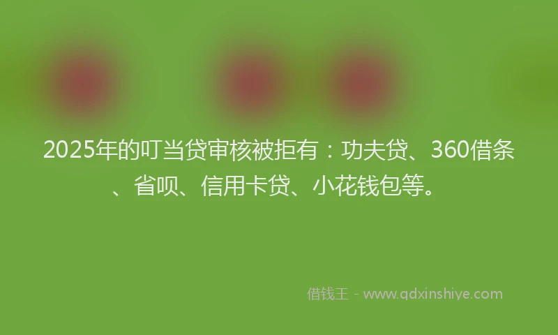2025年的叮当贷审核被拒有：功夫贷、360借条、省呗、信用卡贷、小花钱包等。