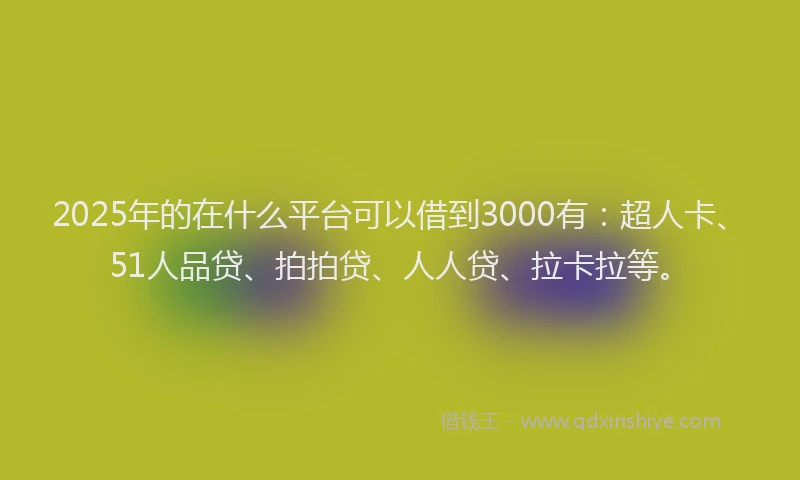 2025年的在什么平台可以借到3000有：超人卡、51人品贷、拍拍贷、人人贷、拉卡拉等。