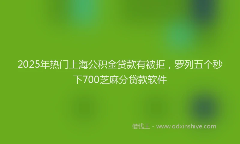 2025年热门上海公积金贷款有被拒，罗列五个秒下700芝麻分贷款软件